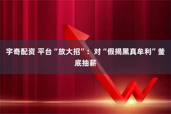 宇奇配资 平台“放大招”:对“假揭黑真牟利”釜底抽薪